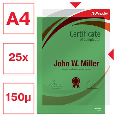 Cartellina a L in PVC Esselte Crystal A4 conf. da 25 pezzi Esselte verde - 554360